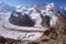 Hiker viewing Gorner Glacier, Zermatt, Switzerland