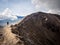 Hiker Walking Around Rim of Gunung Bromo Volcano, Java, Indonesia