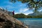 Hiker walks on the rocks