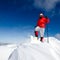 Hiker in winter mountains