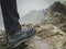 Hikers Boot on Ridge line of Crib Goch, Snowdonia National Park