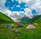 Hikers camp near Ushguli, Georgia.