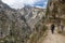 Hikers in Cares river pathway, north of Spain