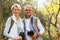 Hikers couple enjoying outdoor