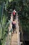 Hikers and a hanging bridge