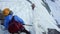 Hikers at hiking expedition toward Mont Blanc on Alps mountains in France