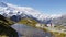 Hikers hiking in Mount Cook New Zealand mountains