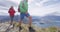 Hikers hiking up famous hike to Roys Peak on South Island, New Zealand