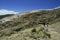 Hikers on Inca Trail on Isla del Sol with Titicaca