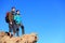 Hikers looking at view