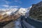 Hikers in a mountain road