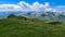 Hikers on Oslea Ridge, Valcan Mountains, Romania