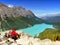 Hikers Peyto Lake Banff National Park, Canada