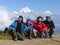 Hikers on Poon Hill, Dhaulagiri range, Nepal