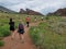 Hikers on Red Rocks Trading Post Trail near Morrison, Colorado.