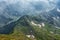 Hikers on a remote mountain ridge