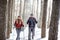 Hikers on snowy winter hiking on mountain