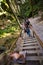 Hikers on stairs, Adrspach Rock Town, Czech Republic