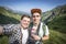 Hikers take selfie on in Allgau Alps