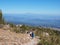 Hikers on the Timberline Trail on Mount Hood, Oregon.