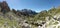 Hikers on trail, Pizes di Cir, Dolomites, Italy