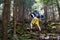 Hikers on a trail in a wood