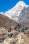 Hikers walking on Footpath in high Mountains