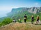 Hikers watch the terrain