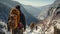 Hikers in winter mountains. Travel and adventure concept