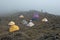 Hiking in Africa with fog