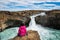 Hiking at Aldeyjarfoss Waterfall in Iceland