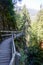 Hiking along the canyon Gorges Mysterieuses de Tete Noire in Trient, region of Martigny in Valais, Swiss Alps, Switzerland