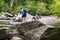 Hiking along the Little River in Dupont Forest, North Carolina, USA