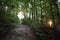 Hiking along Tioga Falls Trail near Radcliff Kentucky at Sunset