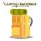 Hiking Backpack Vector. Tourist Hiking Back Pack With Sleeping Bag. Camping And Mountain Exploring. Isolated Flat