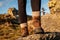 Hiking boot with knitted socks