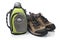 Hiking boots and canteen