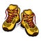 Hiking boots isolate, color sketch, doodle