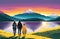 Hiking and Camping Adventure for Travel Painting. For Children\\\'s Books Illustration Generative AI