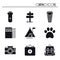 Hiking and Camping Icons Set. Outdoor Camp Sign and Symbol. Backpacking Adventure.