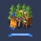 Hiking and Camping Isometric BannerHiking and Camping Isometric Banner