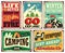 Hiking and camping retro signs collection