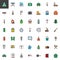 Hiking and Camping universal filled outline icons set