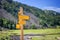 Hiking direction sign in Ossau Valley, Pyrenees France