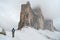 Hiking in the Dolomites in winter
