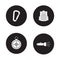 Hiking equipment black icons set