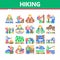 Hiking Extreme Tourism Collection Icons Set Vector