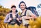 Hiking, fitness and portrait of couple in nature for adventure, holiday and journey on mountain. Travel, dating and