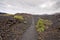 Hiking footpath in beautiful rocky volcanic mountains landscape, Canary Islands La Palma, Spain