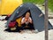 Hiking girl on the camp